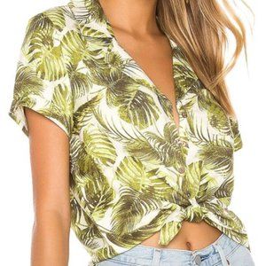 Chaser Tie Front Button Down Palm Shirt